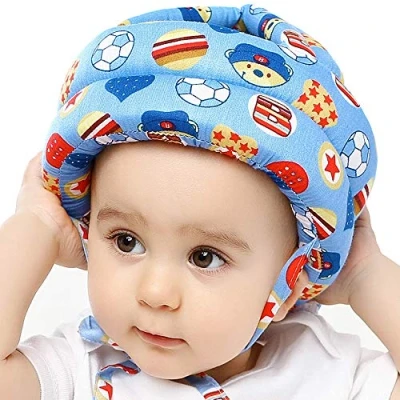 Imagen de IULONEE Proteccion Cabeza Bebe Sombrero Gorra Baby Helmet Proteger Aprender Gatear Andar Caminar Casco Protector (Fútbol Azul)