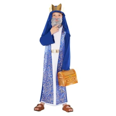 Imagen de Morph Disfraz Rey Mago Niño Azul, Traje Niño, Reyes Magos Gaspar Navidad Talla L