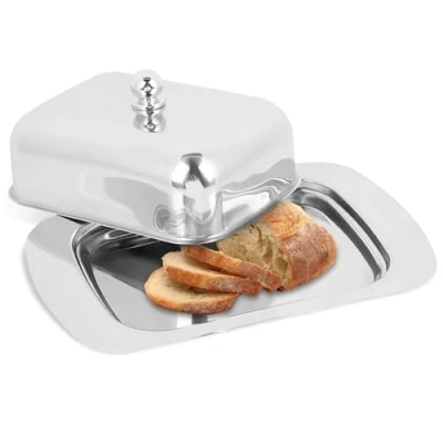 Imagen de Mantequera de acero inoxidable con tapa, Caja mantequilla Apta para lavavajillas, recipiente mantequilla, Plato Postre Cocina Casera y Restaurante