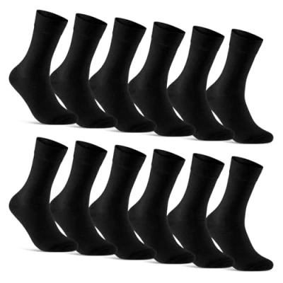 Imagen de sockenkauf24 12 Pares Calcetines Clásicos Hombre Mujer Algodón Transpirables Comodos 70203T WP (Nero 43 46)