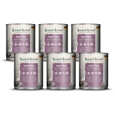 Imagen de Venandi Animal, Comida húmeda para Gatos, Pato y Pavo, 6 x 800 g, Pack de 6, sin Cereales con Carne