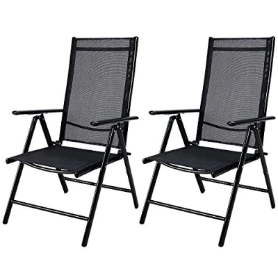Imagen de CASARIA 2X Sillas de Jardín Plegables Antracita Asiento Liviano Aluminio Silla Reclinable 8 Posiciones hasta 120Kg