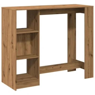 Imagen de vidaXL Mesa Bar con Estante Madera Roble artisian 124x46x103,5 cm