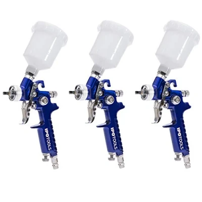 Imagen de 3 Mini HVLP pistola pulverizadora de pintura 0,5 mm &amp; 0,8 1,0 boquilla acero inoxidable