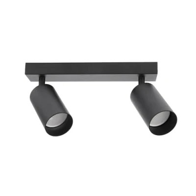 Imagen de EDO Focos de Techo GU10 con 2 MALGA Negro Orientable, Lampara Interior Ajustables y Giratorios Moderno, Plafón para Salon, Dormitorio, Cocina, Sin Bombilla