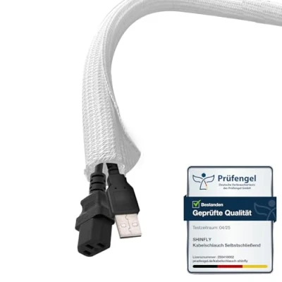 Imagen de shinfly Recoge Cables 3m 6mm, Cubre Organizador Funda para Computadora PC Automotriz, Esconder Proteja al Perro Gato de los Masticación, Blanco