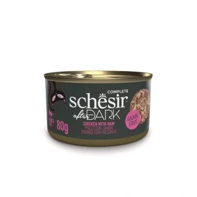 Imagen de Schesir After Dark, Filetes de Pollo con Jamón en Caldo, Comida Húmeda Completa para Gatos (12 latas x 80g)