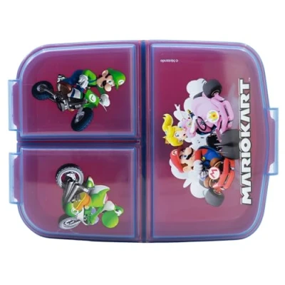 Imagen de OM SUPPLIES Mario Kart Lonchera reutilizable con 3 compartimentos múltiples, para niños y escuelas