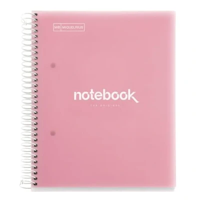 Imagen de Miquelrius Cuaderno A5 Notebook Emotions, 120 Hojas 90 g/m², Cuadrícula 5 x mm, Franjas de Colores, Espiral Microperforado, Tapa Polipropileno, 2 Taladros, Color Azul Cielo