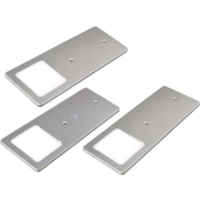 Imagen de Kalb Lámpara LED para parte inferior de muebles (5 W, muy planos, con función atenuación táctil, 3 unidades, luz blanca cálida)