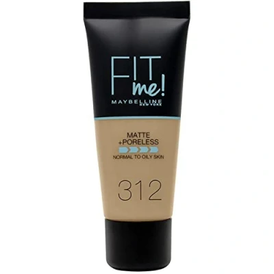 Imagen de Maybelline New York, Base de Maquillaje que Calca a tu Tono Fit me! Mate y Afinaporos, Color: 312 Golden