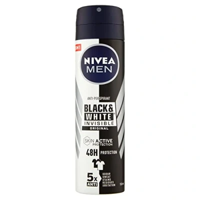 Imagen de Nivea Men Desodorante para hombre invisible Black &amp; White Spray 6 botes de 150 ml Total: 900 ml.