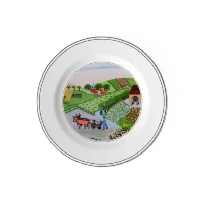 Imagen de Villeroy &amp; Boch Design Naif Plato para Pan Pueblo de Diseño Clásico con Alegre decoración, Porcelana, Multicolor, 17 cm