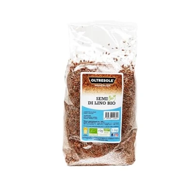 Imagen de Oltresole, Semillas de Lino Ecológicas 1 Kg, oleaginosas crudas, enteras y oscuras, ricas en minerales fibra, fuente Omega 3 antioxidantes, 100% natural, Ideal para la familia