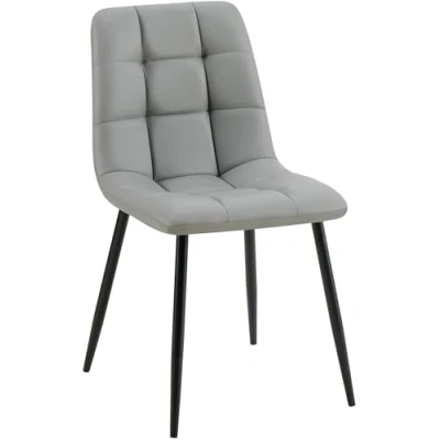 Imagen de CLP Silla de Comedor Antibes tapizada en Polipiel I Butaca salón con Base metálica 4 Patas Asiento Cocina, Color:Gris Claro