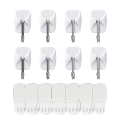 Imagen de JELLYSUB 8 Ganchos, 12 Tiras, Blanco, Ganchos para Colgar con Punta Metálica, Adhesivos Pared Organizar sin Dejar Marcas y Taladrar(Pequeñas)