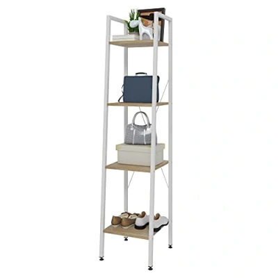 Imagen de eSituro Estantería Librería Estante de Metal Cocina Almacenamiento Organizador Multifuncional para Libros Plantas con 4 Estantes + MDF 34x35x148CM SSTR0041