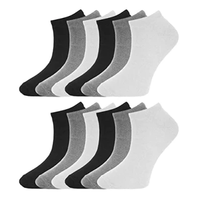 Imagen de Bonjour® 12 Pares de Calcetines para Hombre Deportivos Corto Transpirable (Blanco/Negro/Surtido