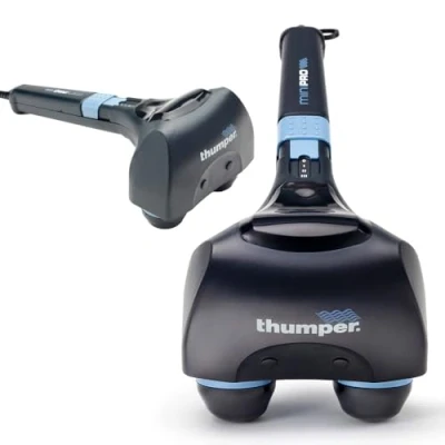 Imagen de Masajeador Muscular para Masaje de Percusión Thumper Mini Pro Tejido Profundo Músculos, Espalda, Hombros, Piernas, Brazos. Pistola Eléctrica Mango Largo y 3 Velocidades