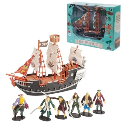 Imagen de THE TWIDDLERS Barco Pirata con Figuras Regalo Ideal para Niños Mayores a 5 Años