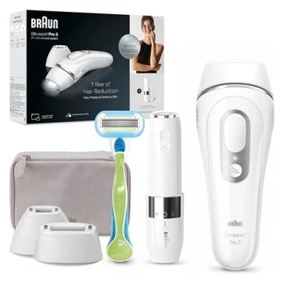 Imagen de Depiladora IPL Braun Luz Pulsada Skin I·Expert Smart PL7147, Reducción Permanente Vello, Con App e IA , Cara y cuerpo, Zonas sensibles, 2 Cabezales