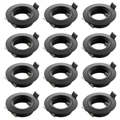 Imagen de SEBSON® 12x Foco Empotrable Techo incl. GU10 casquillo (LED/Halógeno) Orificio de Montaje ø65mm, ø80x24mm, Redondo, Aluminio Negro