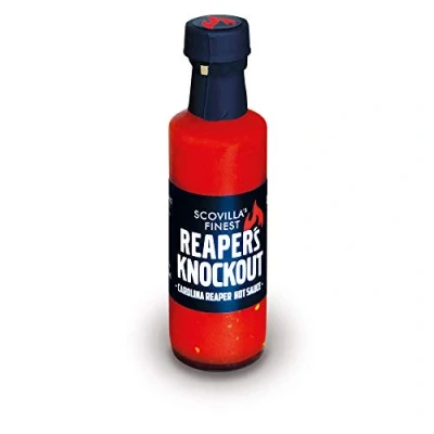 Imagen de Scovilla &#039;s Finest Reaper KNOCKOUT 100 ml Salsa de chile extremadamente picante con Carolina caliente extrema Ingredientes 100% naturales