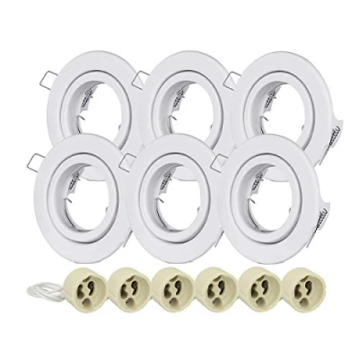 Imagen de Foco LED GU10 Empotrable de 6 Puertas LEDLUX con Montaje Resorte Ajustable (Blanco, Redondo)