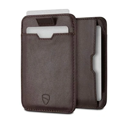 Imagen de Vaultskin Chelsea Billetera de Cuero Minimalista y Delgada para Hombres con Bloqueo RFID. Pequeño Tarjetero Bolsillo Delantero Protección Antirrobo Segura (Marrón)