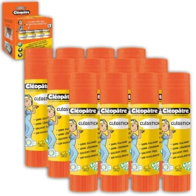 Imagen de Cléopatre Cléostick 12 Barras de Pegamento Ideal para Trabajos Escolares a partir 6 Años Aplicación Fácil y Precisa Sin Disolventes 12x8g