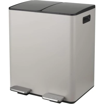 Imagen de Spirella CUBO BASURA 40L PARA RECICLAJE CON PEDAL RETRACTIL, MODELO ALIYA EN COLOR TOPO MATE 2 X 20L. CAIDA AMORTIGUADA Y CUBOS INTERIORES DE 20L