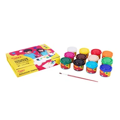 Imagen de Jovi 152818 Caja de 12 botes tempera escolar 35 ml, gel licuado en colores vivos, 1 unidad, Multicolor