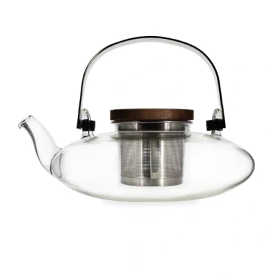 Imagen de OGO LIVING tetera de cristal 500 ml 7912107 ideal para té y vidrio borosilicato tapa madera acacia