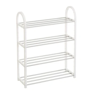 Imagen de LOLAhome Mueble Zapatero de 4 baldas plástico Blanco Moderno para Dormitorio Basic