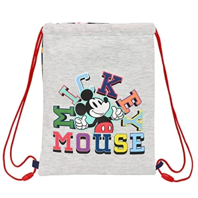 Imagen de MICKEY MOUSE Only One Mochila Saco Plano Junior, Mochila, Ideal para Niños de Diferentes Edades, Cómoda y Versátil, Calidad Resistencia, 26x34 cm, Color Azul marino