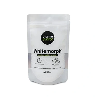 Imagen de Thermoworx Whitemorph 100 g bioplástico moldeable a mano, fundir, moldear y reutilizar, Blanco