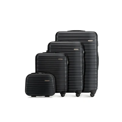 Imagen de WITTCHEN Maleta de Viaje Equipaje Mano Cabina ABS con 4 Ruedas giratorias Cerradura combinación Asa telescópica Groove Line Set Maletas Negro