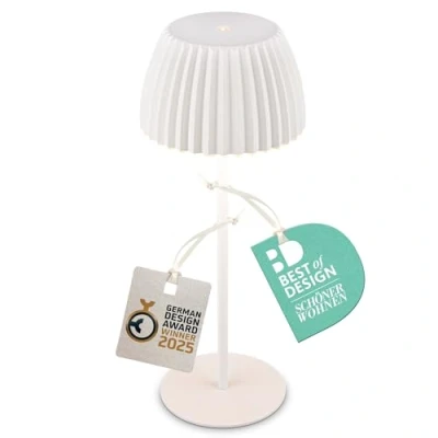 Imagen de BRILONER Lampara de Mesa sin Cable LED IP44 con Borde Luminoso, 14,5x36,5 cm, Regulador Táctil, Mesita Noche Cable, Escritorio, Ganadora del German design Award 2025, Blanco
