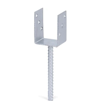 Imagen de Alberts 214258 anclaje para postes en forma de U, Con varilla hormigonar acero acanalado, Galvanizado caliente, Anchura apertura 81 mm, Longitud del hormigón 200 mm