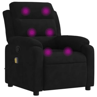 Imagen de vidaXL Sillón de Masaje Reclinable, Silla con Respaldo Reposabrazos, Butaca Relax Descanso TV, Asiento Ajustable para Casa, Terciopelo Negro