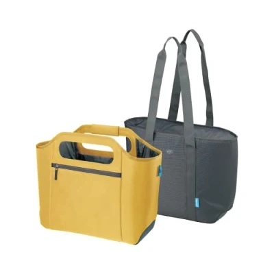 Imagen de alfi ISO Bag 2in1 23 litros, misted Yellow, Bolsa Nevera isotérmica de poliéster con Correa Extra, Bolsillo Aislado para la Compra, Piscina, Sauna, isotérmica, Flexible, Lavable