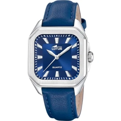 Imagen de LOTUS Reloj Mujer 18968/5 Square Series Caja de Acero Inoxidable 316l Plateado Correa Piel Azul
