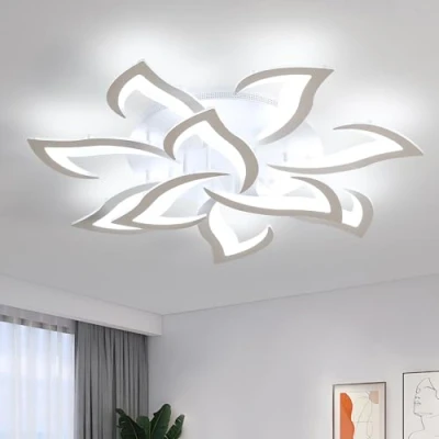 Imagen de Comely Plafon Led Techo 84W con 10 Brazos en Forma de Flor, Lámpara Moderna Hierro y Acrílico, Lampara Blanca 6500K para Dormitorio, Salón, Cocina Oficina