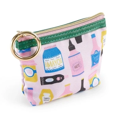 Imagen de Miquelrius Monedero Ovalado de Bolsillo, Tamaño 115 x 80 10 mm, Tirador Llavero metálico Dorado, Cierre Cremallera, Material algodón, Colección Foodie Lovers, Multicolor