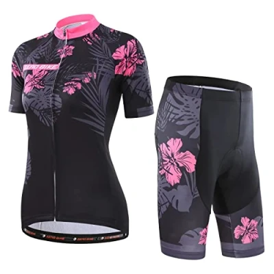 Imagen de ZEROBIKE Kit de Manga Corta Jersey Ciclo Bici del Camino para Mujer, Conjunto Ropa Al Aire Libre Transpiración La Bicicleta, M, 0004