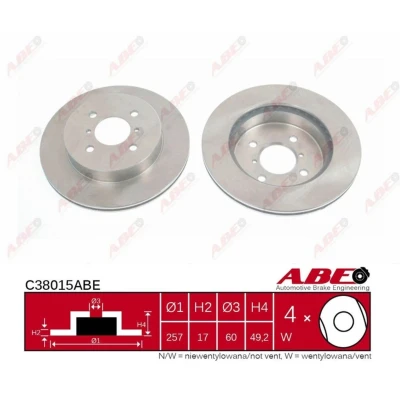 Imagen de ABE C38015ABE Disco de freno Eje delantero 257 17 4 ventilado Fundición gris SUZUKI: Ignis I