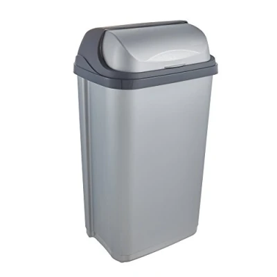 Imagen de Keeeper Cubo de Basura con Tapa Deslizante, 50 l, Rasmus, Plateado (Light Silver)