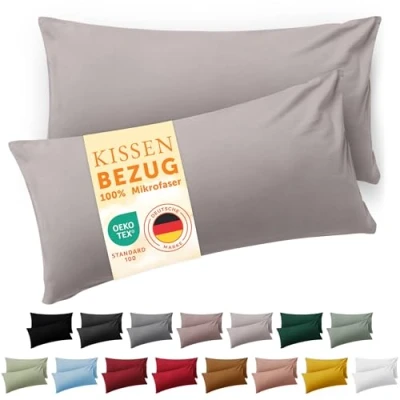 Imagen de Blumtal Fundas de Almohada 40x80 cm (Juego 2) cojín Microfibra para sofá con Cierre Sobres, Extra Suaves y Lavables, Certificado Oeko Tex Gris Claro