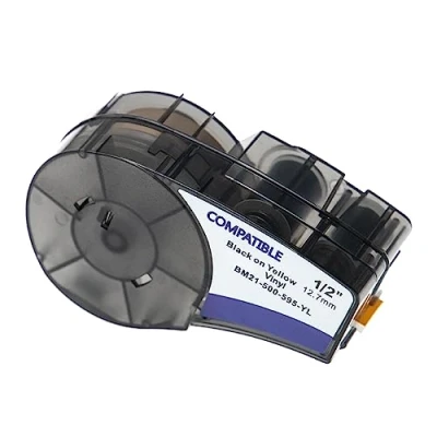 Imagen de vhbw Cinta de escritura reemplaza Brady M21 500 595 YL para impresora etiquetas 12,7 mm negro a amarillo, vinilo