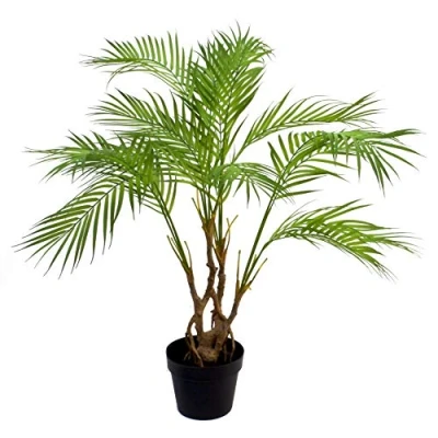 Imagen de Leaf AZ PALMNEW Hoja Artificial Palma Planta Torcida Detalle Tronco, Areca Natural 90cm, 90 cm, Madera Materiales Mixtos
